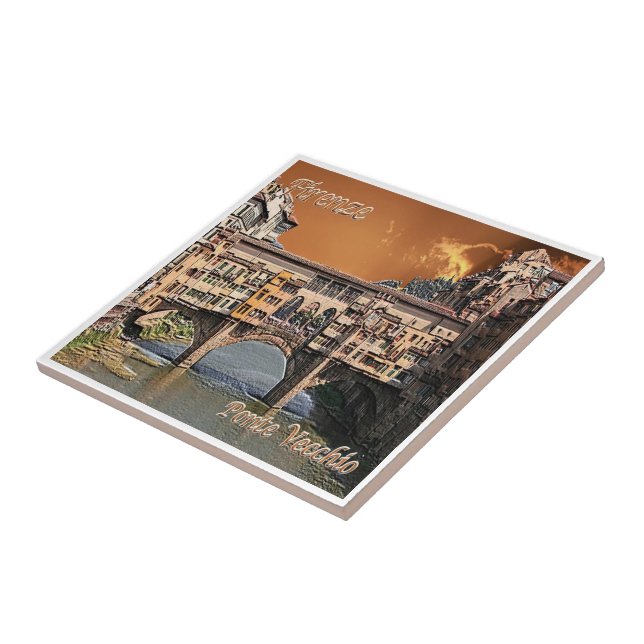 TSC087 FLORENCE, Old Bridge, Toskana Kakelplatta (Sidan)