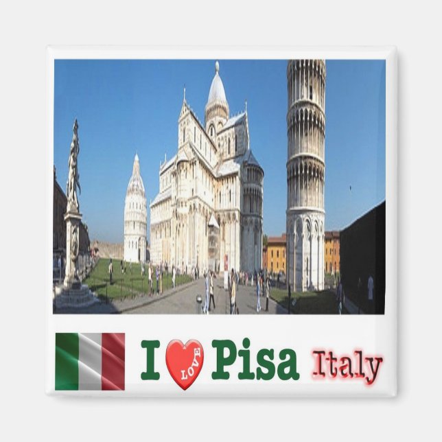 TSC098 PISA I Kärlek, Piazza Duomo, Toskana, Fridg Magnet (Framsidan)