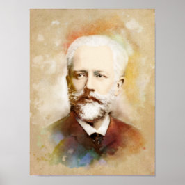 Tschaikowski/Tchaikovsky Porträtt, Aquarell Stil Poster