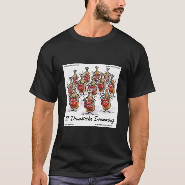 Tshirt 12 Drumsticks Drumming T Shirt (Framsida)