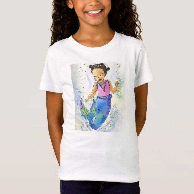 Tshirt för afrikansk amerikansjöjungfruflickor tee (Framsida)