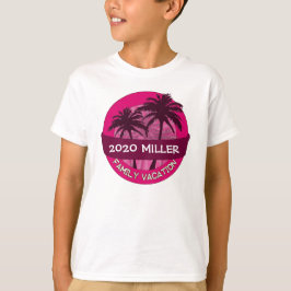 Tshirt för eget namn på rosa handflatan träd tee