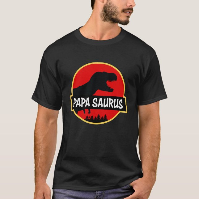 Tshirt för familj för pappaSaurus skjorta rolig T Shirt (Framsida)