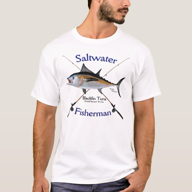 Tshirt för fiskare för Blackfin tonfiskSaltwater Tröja (Framsida)