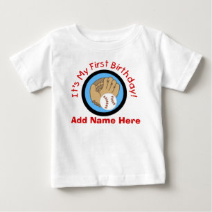 Tshirt för födelsedag för personligbaseball 1st t shirt