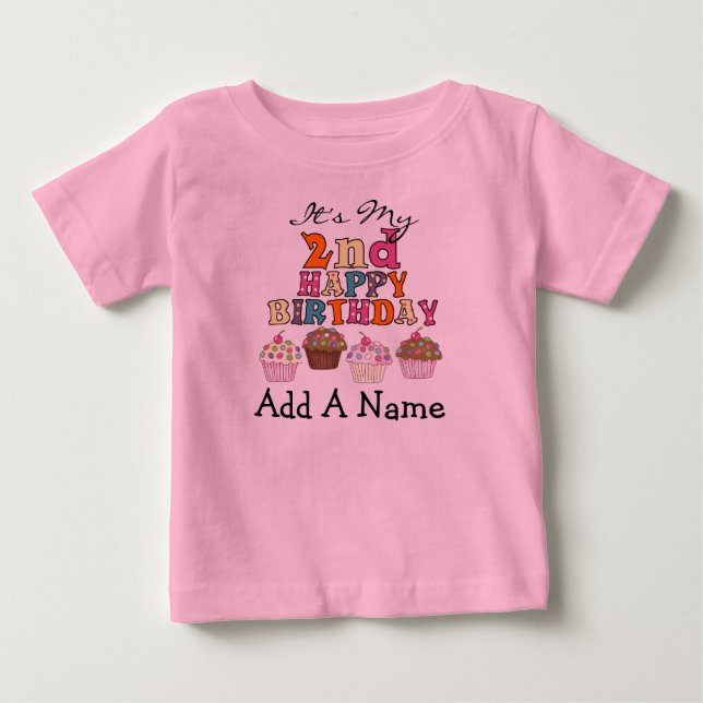Tshirt för födelsedag för personligmuffins 2nd tee (Framsida)