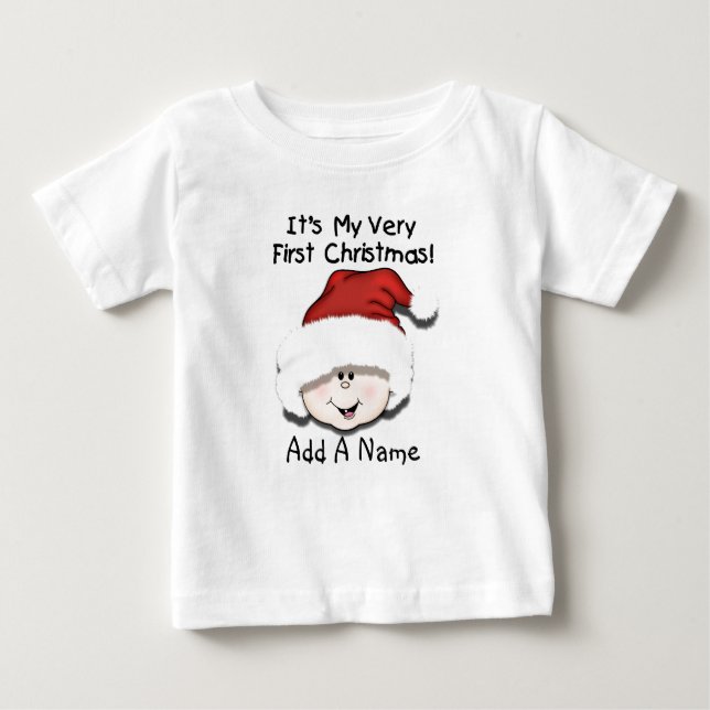 Tshirt för jul för personligvitbaby 1st t-shirt (Framsida)