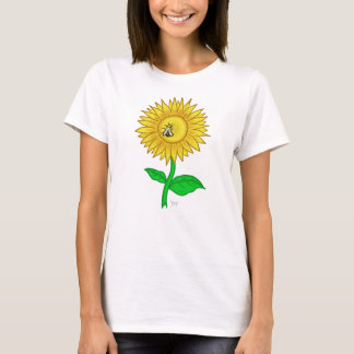 Tshirt för kvinnor för solblomma gullig t-shirt