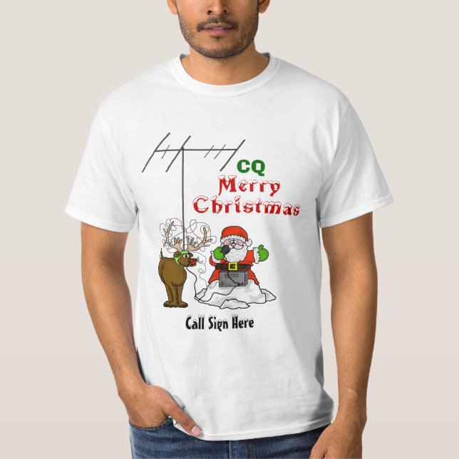 Tshirt för Santa och Rudolph CQ-jul Tee (Framsida)