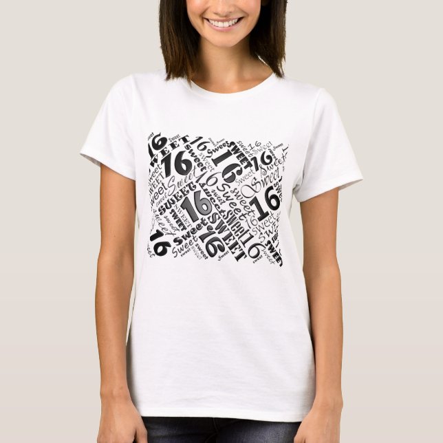 Tshirt för sweet sixteenBlack&White födelsedag Tee (Framsida)