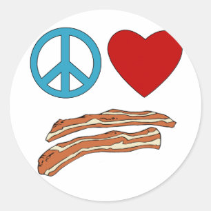 Tshirt för Symbology för fredkärlekbacon, mugg Runt Klistermärke
