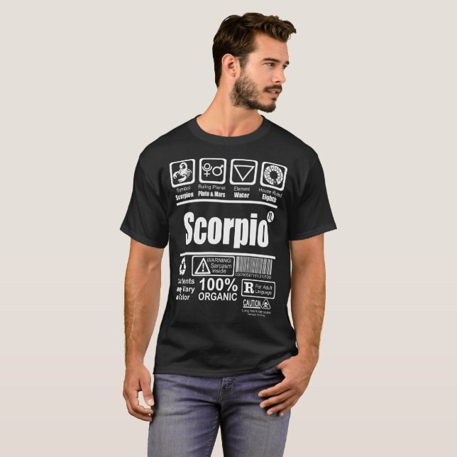 Tshirt för Zodiac för Scorpiosymbolkännetecken T Shirt (Hel framsida)