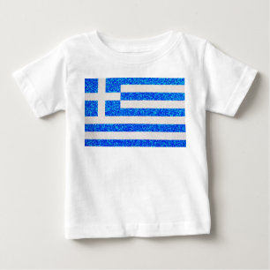 Tshirt glitter Grekland flagga baby T-shirt