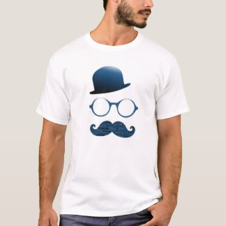 Tshirt homme blanc chapeau lunette et moustache t-shirt