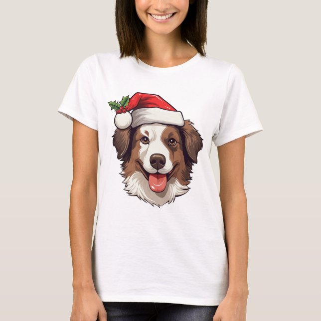 Tshirt jul Gräns Collie Brown vit T Shirt (Framsida)