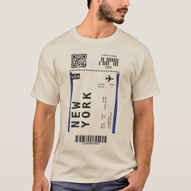 Tshirt med New York-boardingkort T Shirt (Framsida)