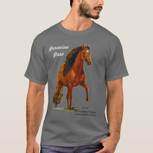 Tshirt röda peruanska Paso, galen hästdam Tee Shirt (Framsida)
