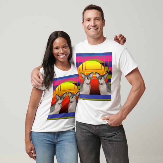 TShirt | Sphynx Cat Ninja Twin Cats by Sunset Rosa Tröja (Unisex)