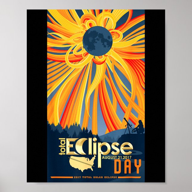 Tshirt Total solförmörkelse 21 augusti Poster (Framsidan)