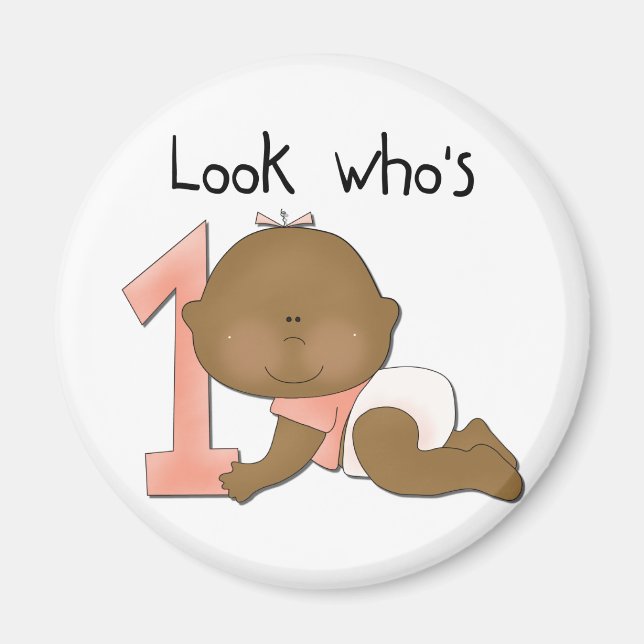 Tshirts för afrikansk flicka 1:a födelsedag magnet (Framsidan)