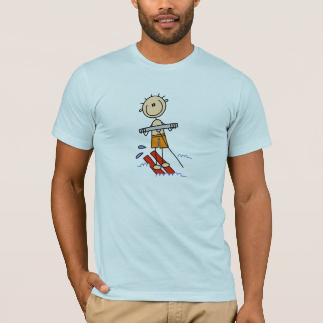 Tshirts för stick figurvattenskidåkning (Framsida)