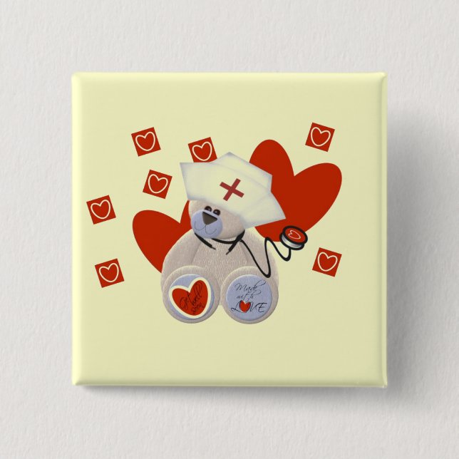 Tshirts och gåvor för nallesjuksköterskakärlek knapp (Framsida)