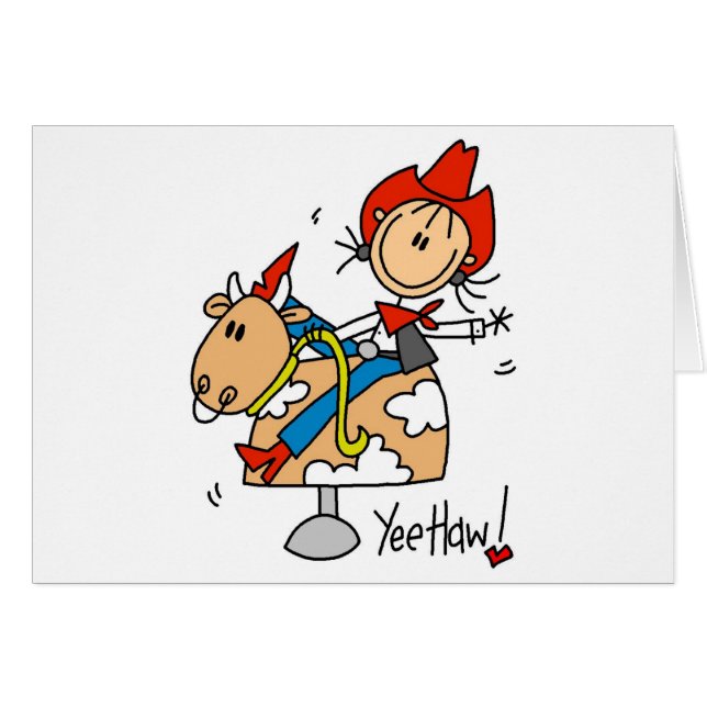 Tshirts och gåvor för stick figurCowgirlYee Haw Hälsningskort (Framsidan Horizontal)