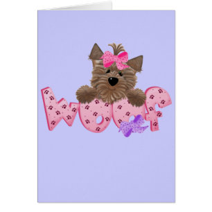 Tshirts och gåvor för Woofhund rosa Hälsningskort