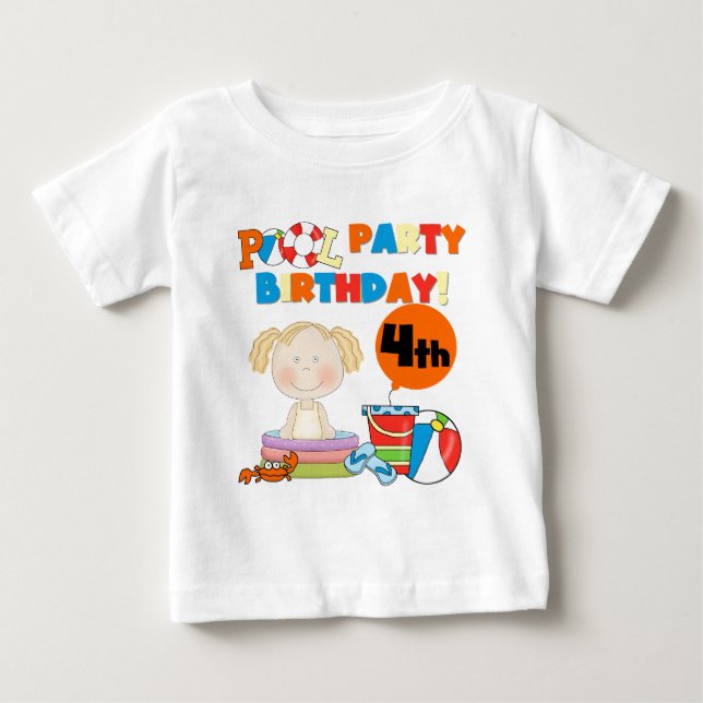 Tshirts och gåvor från bassäng Party 4e födelsedag (Framsida)