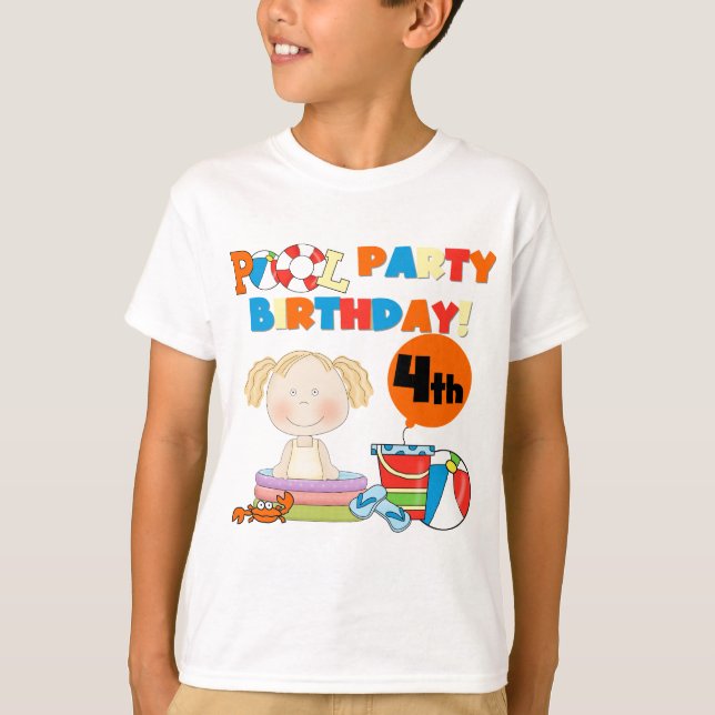 Tshirts och gåvor från bassäng Party 4e födelsedag (Framsida)
