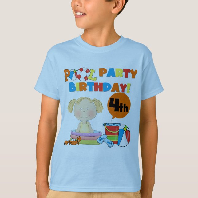 Tshirts och gåvor från bassäng Party 4e födelsedag (Framsida)