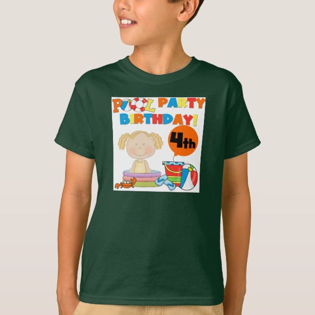 Tshirts och gåvor från bassäng Party 4e födelsedag (Framsida)