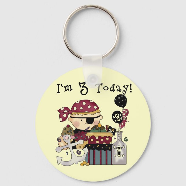 Tshirts och gåvor från Pirat 3:e födelsedagen Nyckelring (Framsida)