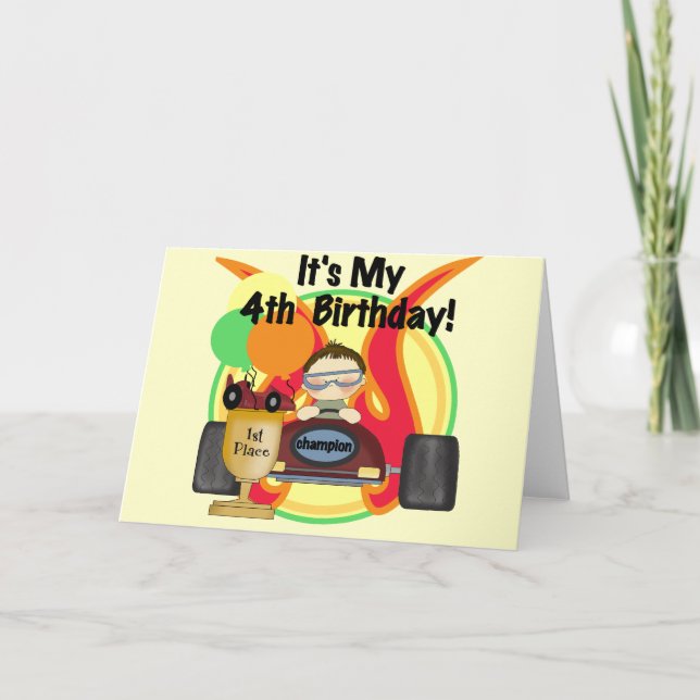 Tshirts och presenter för 4e födelsedagen i tävlin kort (Framsida)