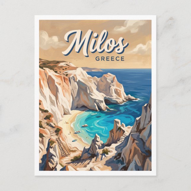 Tsigrado-stranden Milos Grekland Vykort (Framsida)