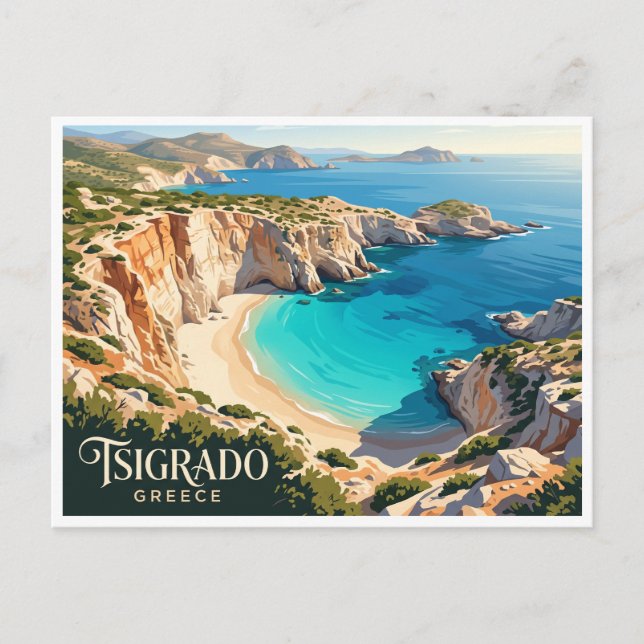 Tsigrado-stranden Milos Grekland Vykort (Framsida)