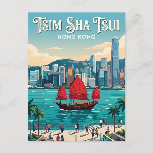 Tsim Sha Tsui Promenaden Hongkong Vykort (Framsida)