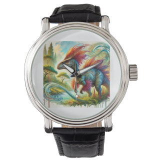 Tsintaosaurus in Harmony 290824AREF144 - Watercolo Armbandsur