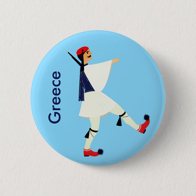 Tsolias (Evzone) med fustanella Greece souvenir Knapp (Framsida)