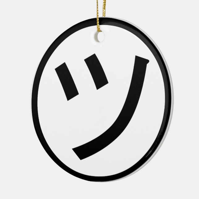㋡ Tsu Kana Katakana Smiling Emoji / Emoticon Julgransprydnad Keramik (Vänster)