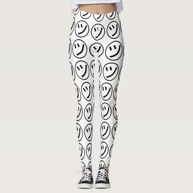 ㋡ Tsu Kana Katakana Smiling Emoji / Emoticon Leggings (Framsida)