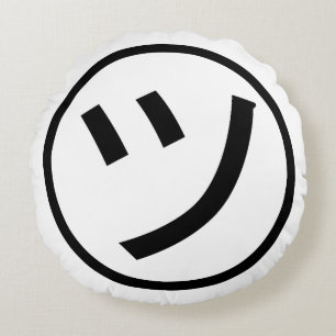 ㋡ Tsu Kana Katakana Smiling Emoji / Emoticon Rund Kudde