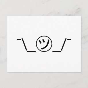 Tsu Kana Shrug Emoticon ¯\_ ㋡_/ japanska Kaomoji Vykort