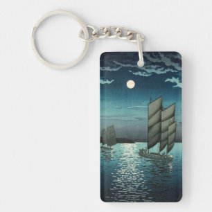 Tsuchiya Koitsu - Boats vid Shinagawa, Natten