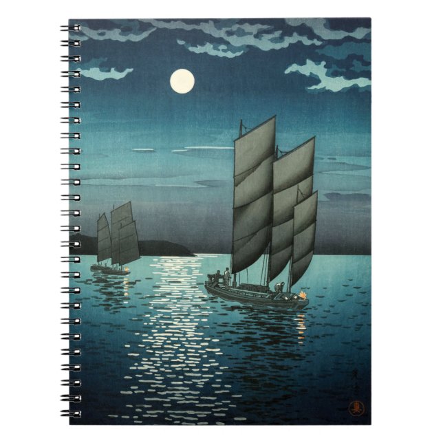 Tsuchiya Koitsu - Boats vid Shinagawa, Natten Anteckningsbok (Framsidan)