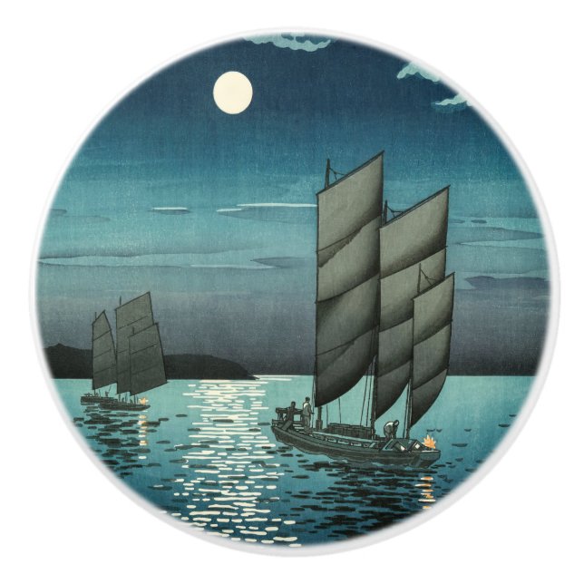 Tsuchiya Koitsu - Boats vid Shinagawa, Natten Knopp (Framsidan)