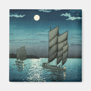Tsuchiya Koitsu - Boats vid Shinagawa, Natten Magnet