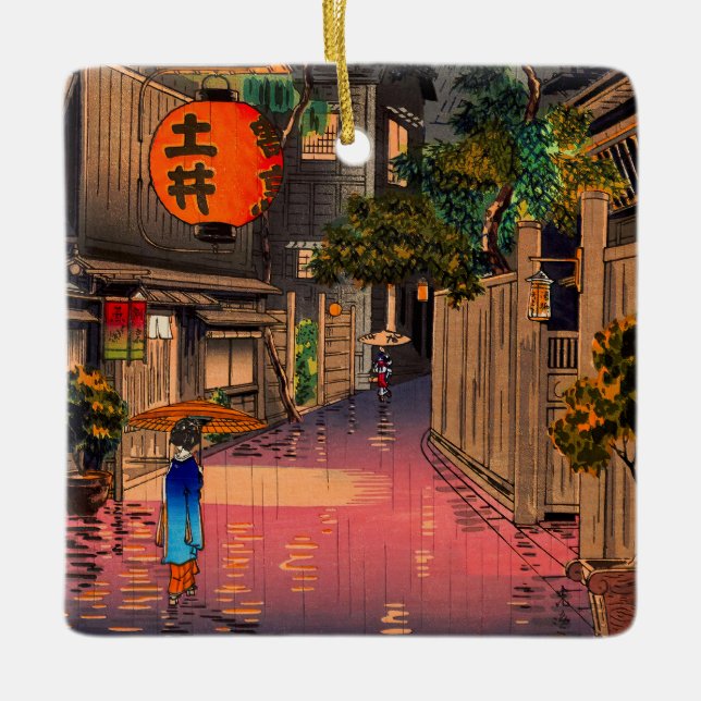 Tsuchiya Koitsu - kvällssammanträde i Ushigome Julgransprydnad Keramik (Framsida)