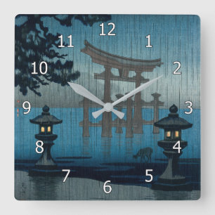 Tsuchiya Koitsu - Miyajima i Rain Fyrkantig Klocka