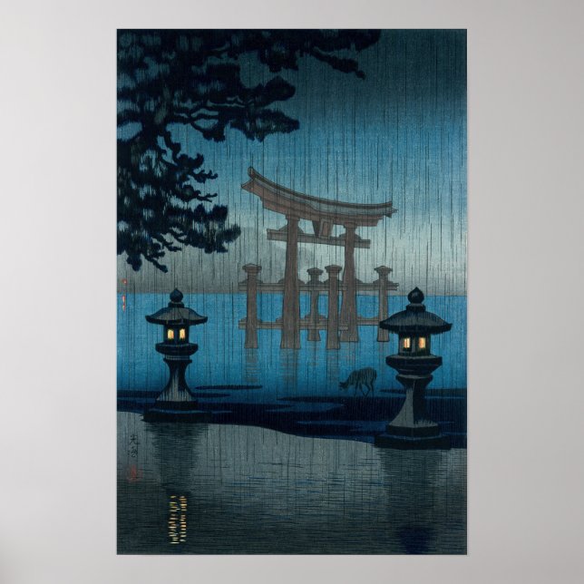 Tsuchiya Koitsu - Miyajima i Rain Poster (Framsidan)
